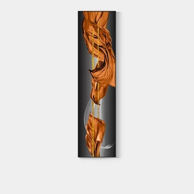 Lett Luxus Abstrakt Gylden Drapering Fin Kunst Lerret Trykk Vertikale Vegg Kunst Stykker med Rike Amber Toner og Glitrende Kule for Moderne Hjem eller Kontordekor | Skanto