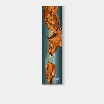 Lett Luxus Abstrakt Gylden Drapering Fin Kunst Lerret Trykk Vertikale Vegg Kunst Stykker med Rike Amber Toner og Glitrende Kule for Moderne Hjem eller Kontordekor | Skanto