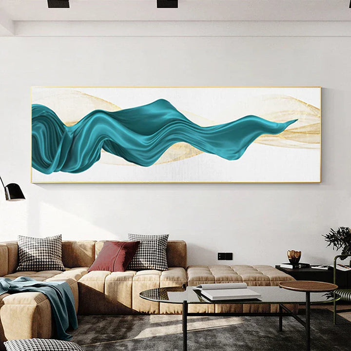 Lett luksus flytende abstrakt bånd veggkunst fin kunst lerretsutskrifter storskjermbilde for over sengen bilder for over sofaen | Skanto