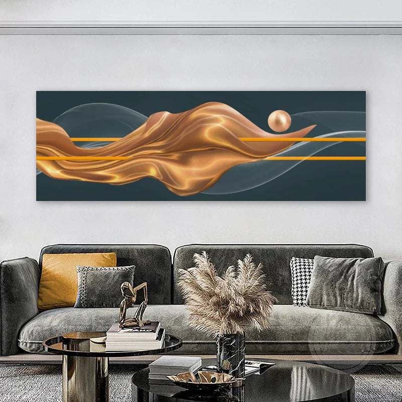 Lett luksus flytende abstrakt bånd veggkunst fin kunst lerretsutskrifter storskjermbilde for over sengen bilder for over sofaen | Skanto