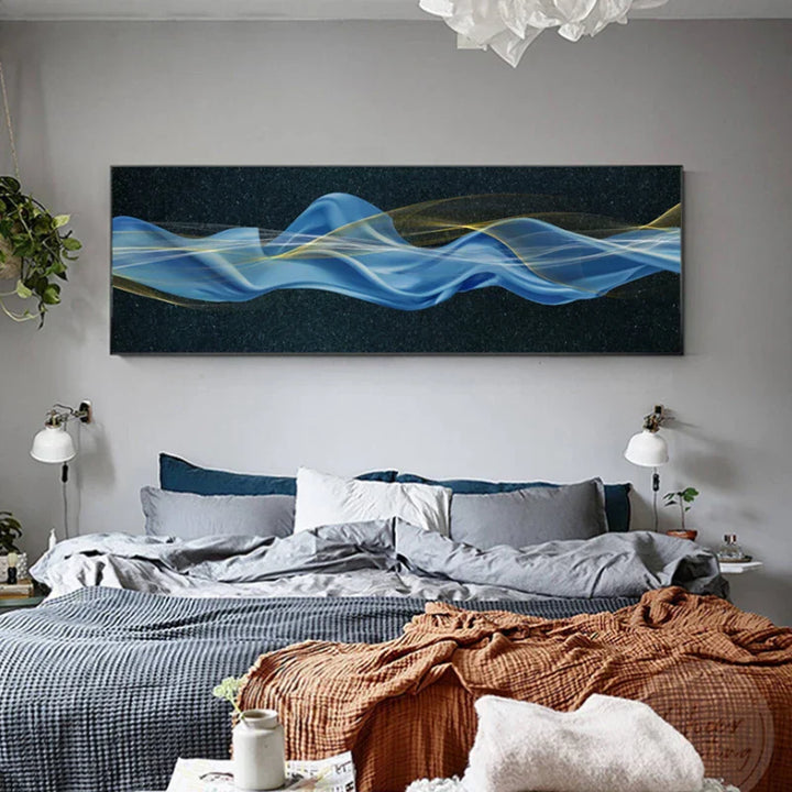 Lett luksus flytende abstrakt bånd veggkunst fin kunst lerretsutskrifter storskjermbilde for over sengen bilder for over sofaen | Skanto