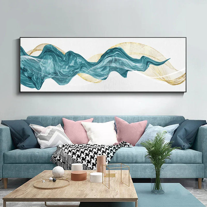 Lett luksus flytende abstrakt bånd veggkunst fin kunst lerretsutskrifter storskjermbilde for over sengen bilder for over sofaen | Skanto