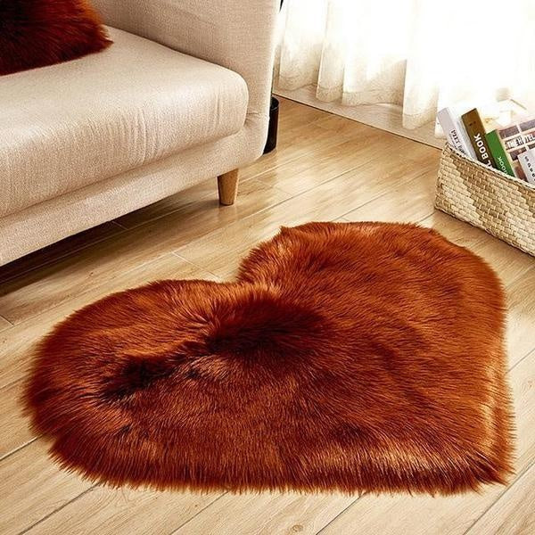 Love Heart Formet Falsk Saueskinn Fur Teppet | Skanto