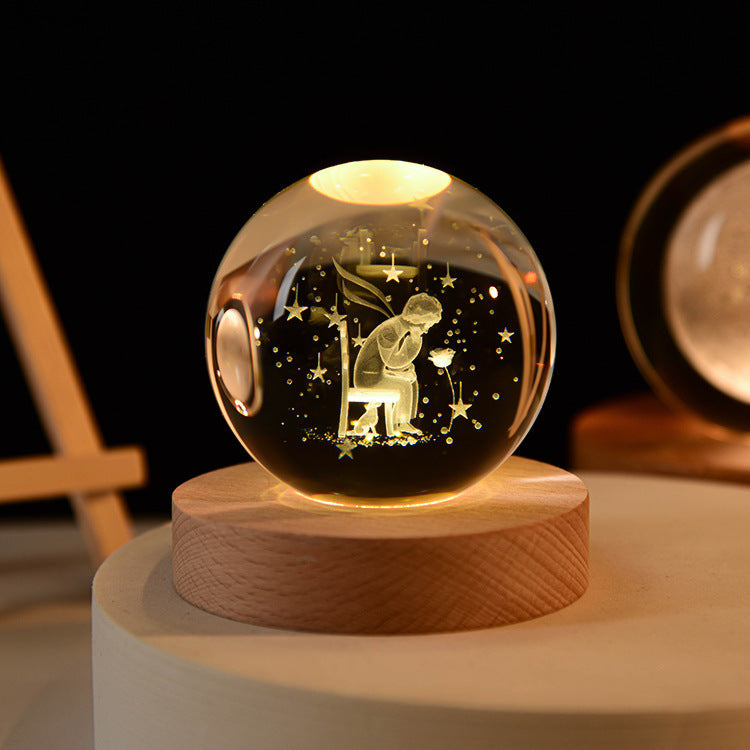 3D Krystall Ball med LED-belysning | Glødende Ball for Soverom og Dekorasjon | Perfekt Gave | Skanto