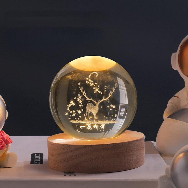 3D Krystall Ball med LED-belysning | Glødende Ball for Soverom og Dekorasjon | Perfekt Gave | Skanto