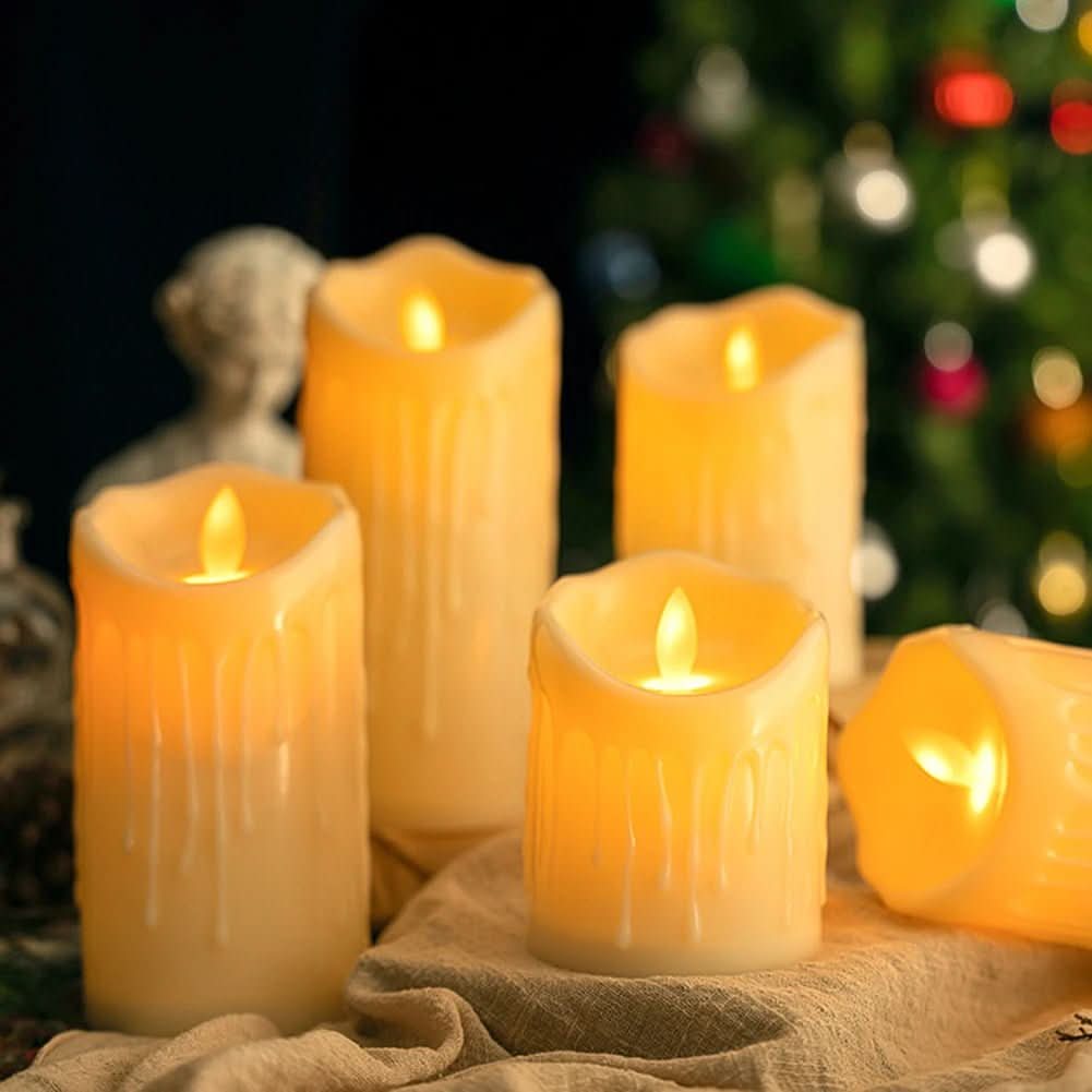 Skanto | LED lys med flammeeffekt i ivory hvit