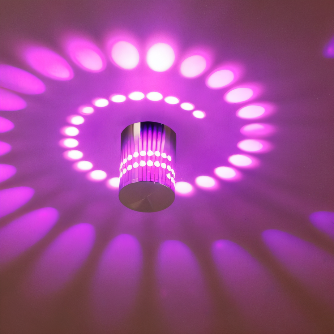 Skanto | LuminBlast LED Vegglampe – Fargerik Spiral Sylinder Vegglampe for Moderne Innendørs Belysning