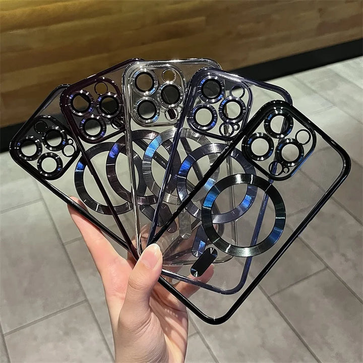Plating Klar Myk Magnetisk Etui for iPhone