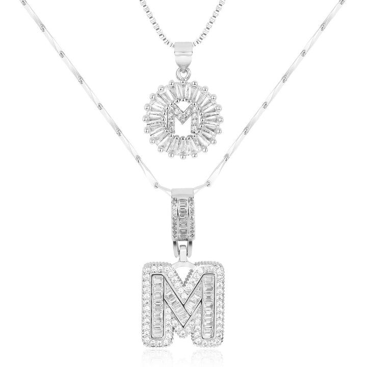 Skanto | 2pc 14k Diamant Bokstav Initial Halskjeder