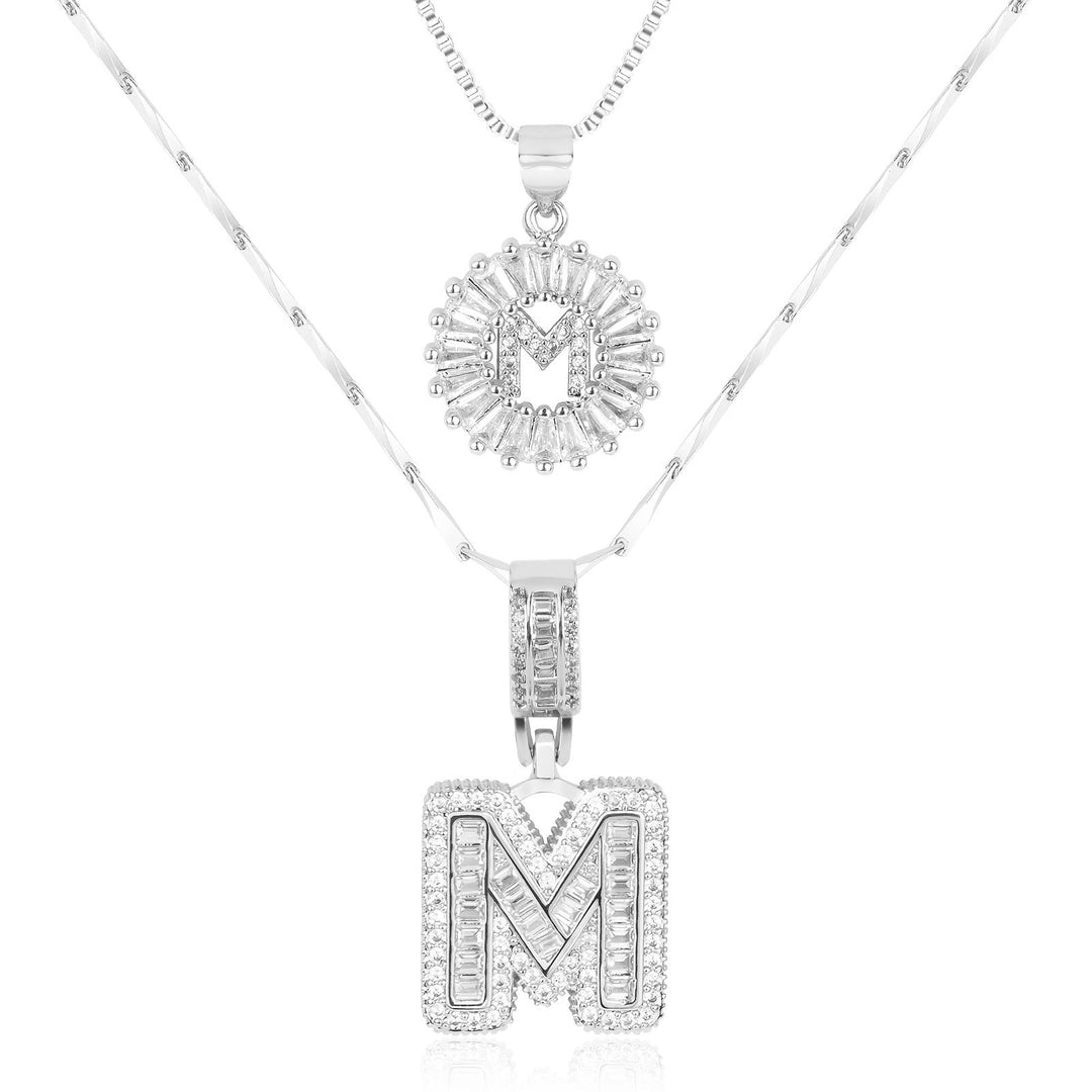 Skanto | 2pc 14k Diamant Bokstav Initial Halskjeder