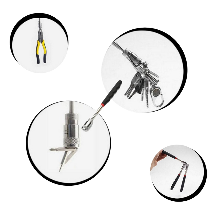 Uttrekkbart magnetisk oppsamlingsverktøy med LED