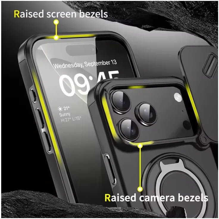 Robust, solid feste med magnetiske ringhalter for iPhone 17