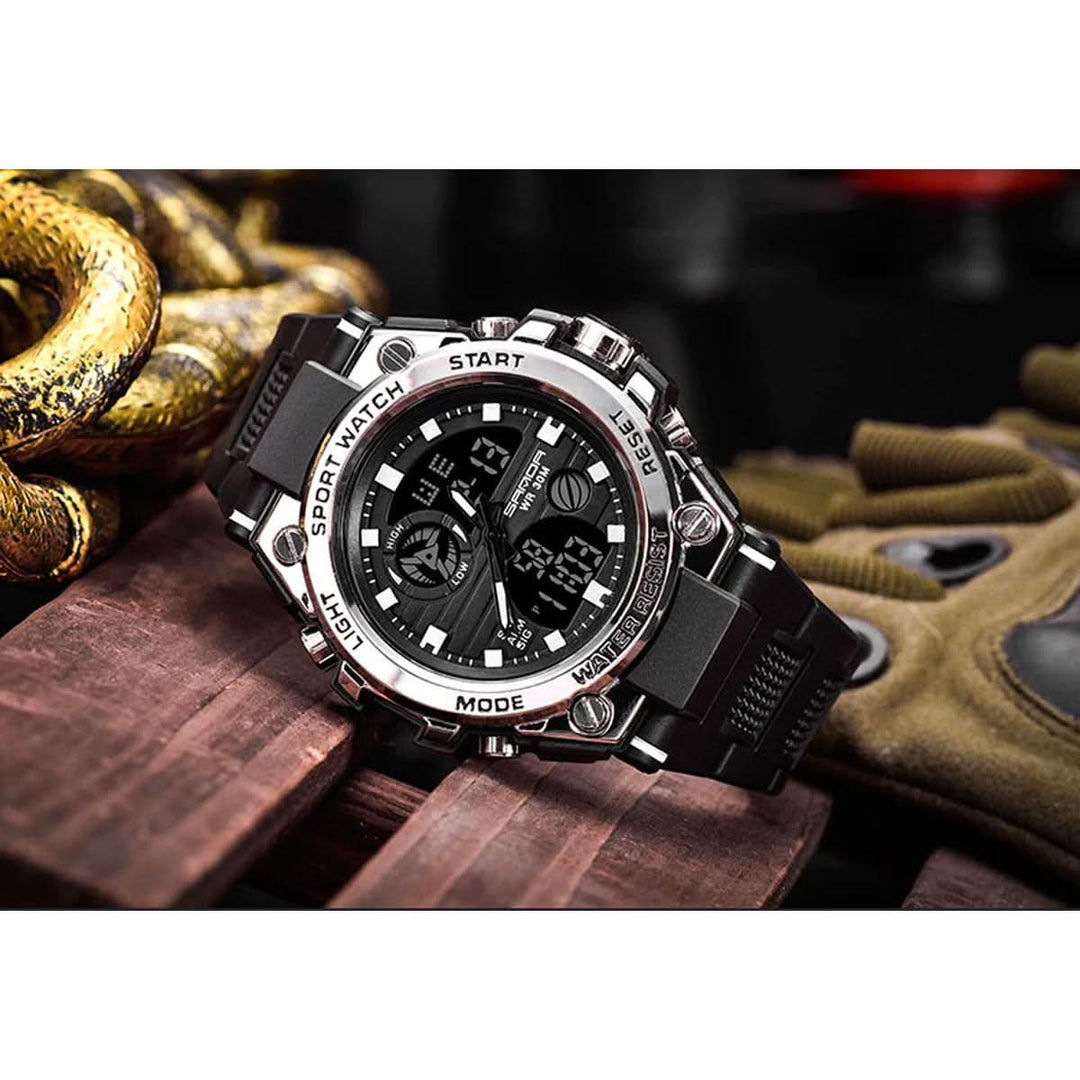 Skanto | Herres Militærklokke med Analog Digital Skjerm og Funksjoner