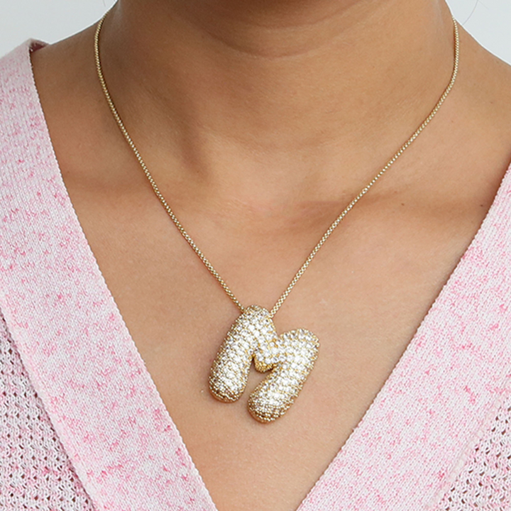 Skanto | Chunky Bubble Diamond Dazzle Initial Halskjeder