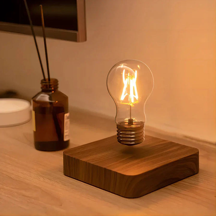 Floating Light Bulb with Walnut Base - LevitaLux | Skanto
