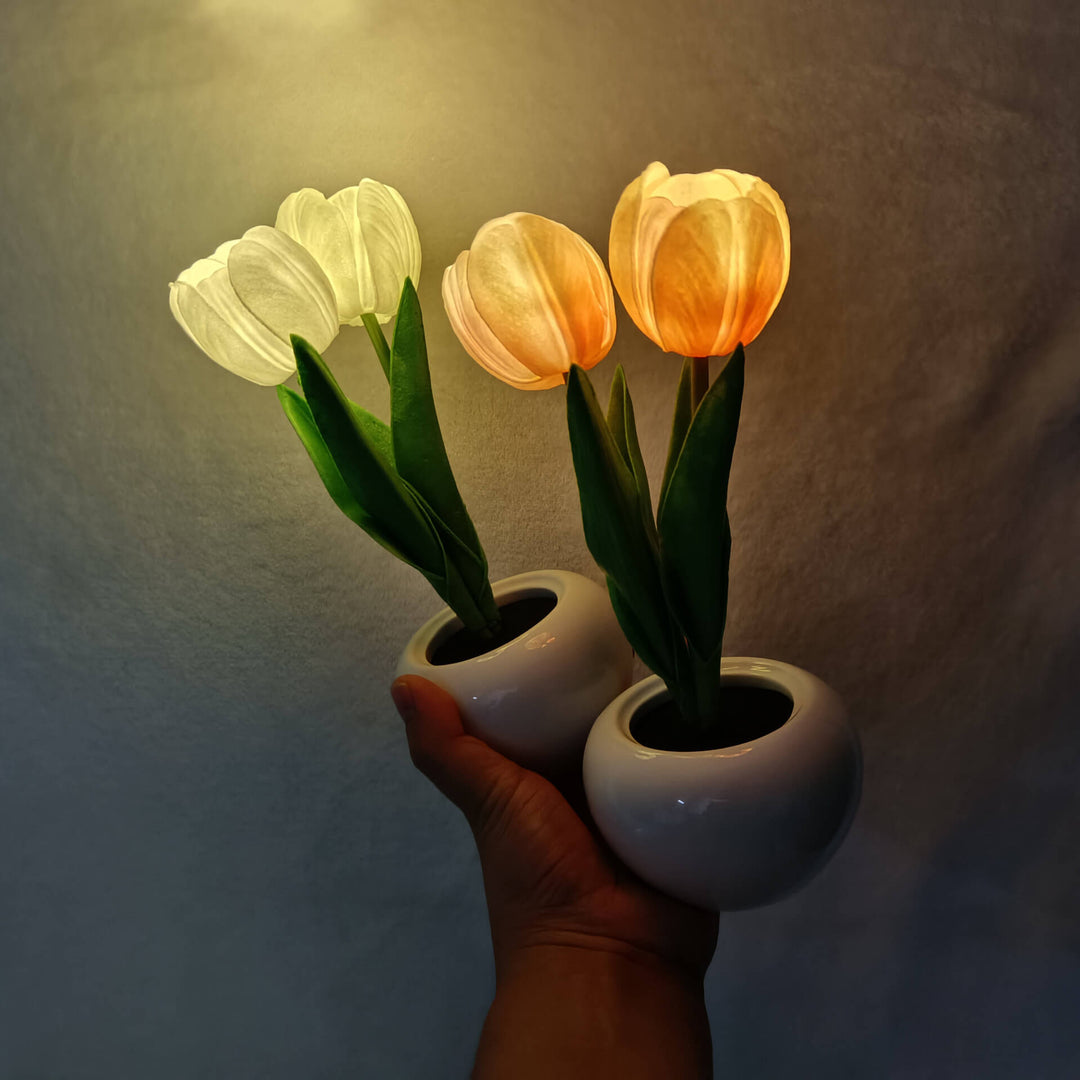 Skanto | Moderne Kreativ Simulering Tulipan Peony LED Nattlys Bordlampe