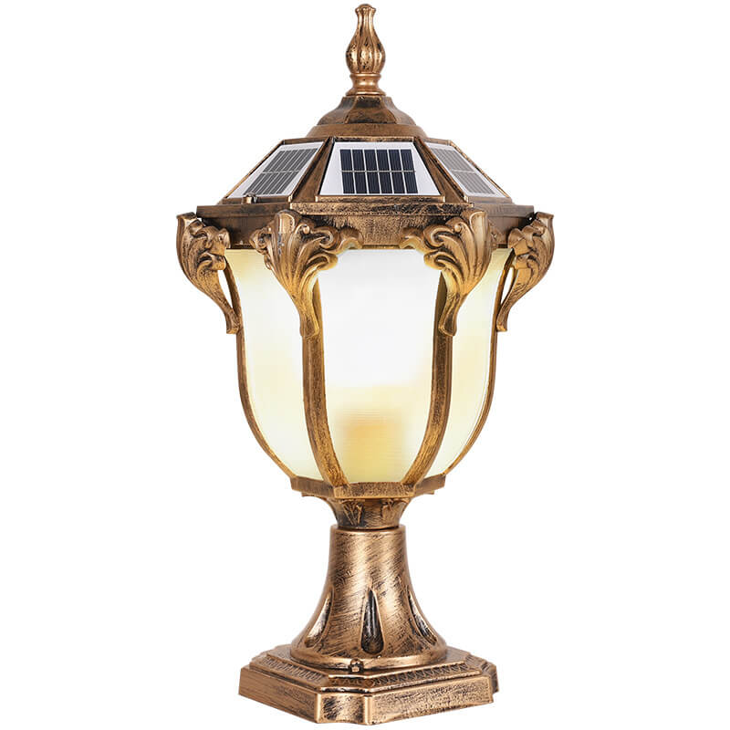 Europeisk retro hagelampe laget av støpt aluminium, glass, solcelledrevet, vanntett, for utendørs bruk