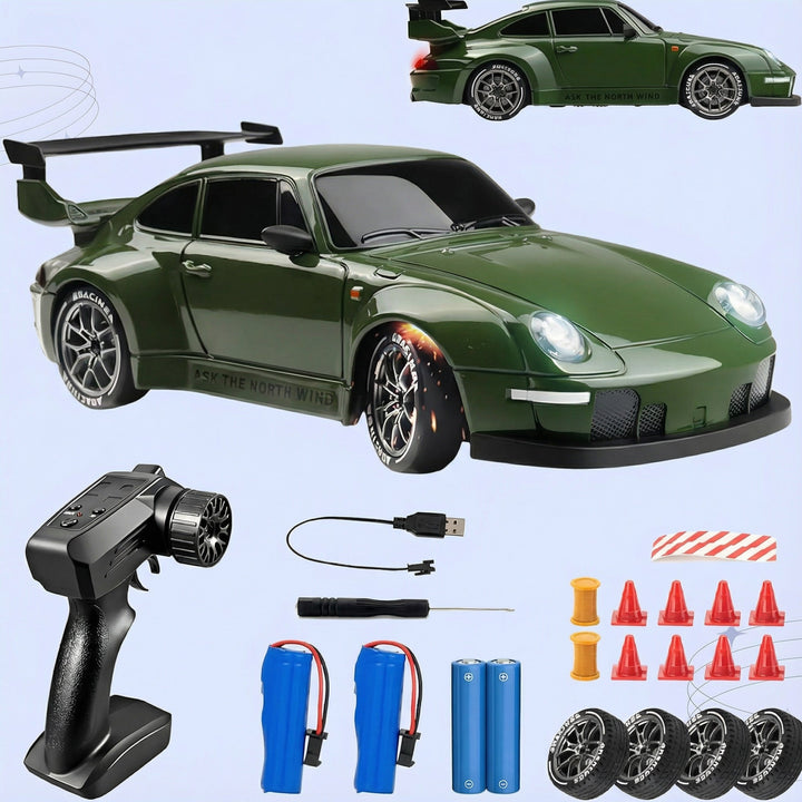 RC Drift Bil – LED Lys, Høyhastighets 4WD & Drift Dekk Skanto