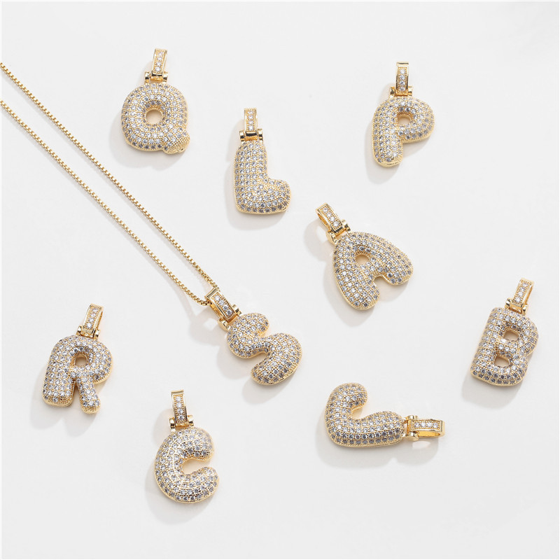 Skanto | 14k Diamant Dazzle Boble Initialhalskjede