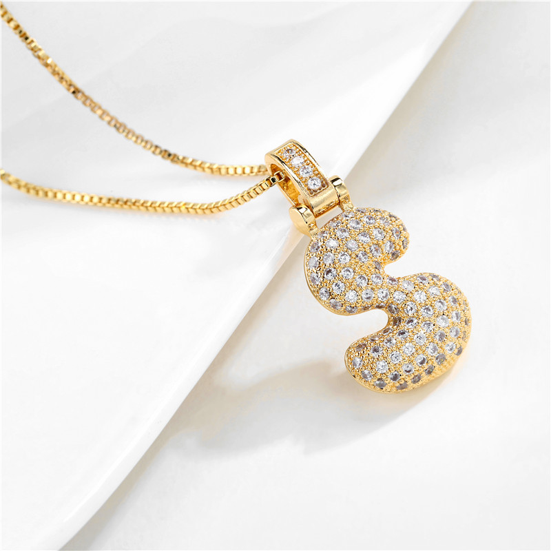 Skanto | 14k Diamant Dazzle Boble Initialhalskjede
