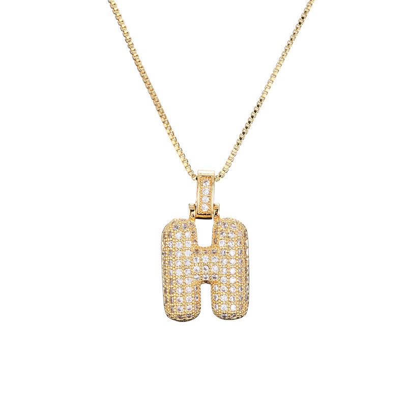Skanto | 14k Diamant Dazzle Boble Initialhalskjede