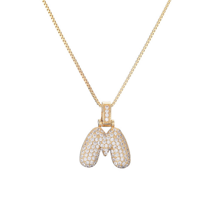 Skanto | 14k Diamant Dazzle Boble Initialhalskjede