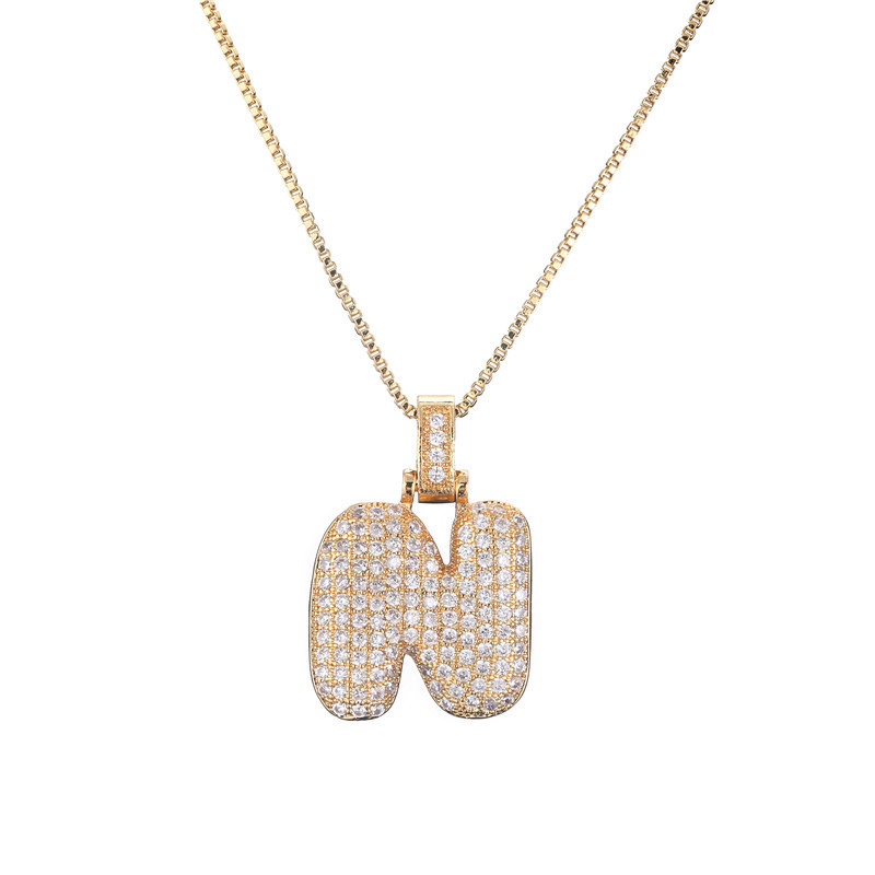 Skanto | 14k Diamant Dazzle Boble Initialhalskjede
