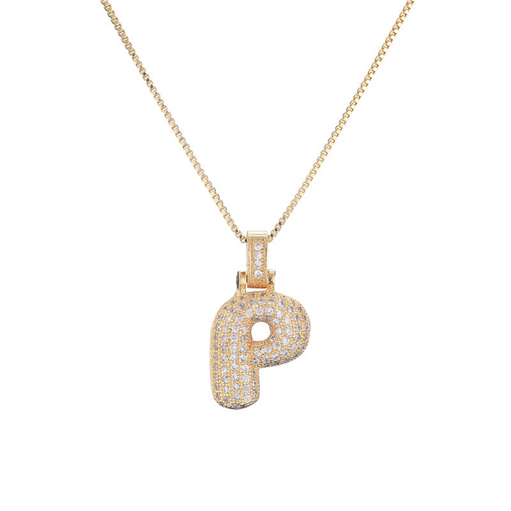 Skanto | 14k Diamant Dazzle Boble Initialhalskjede