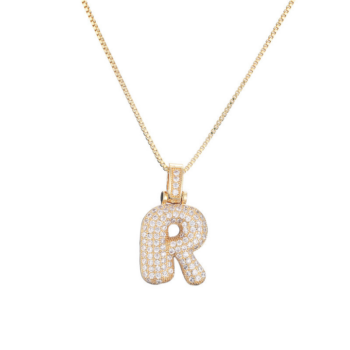 Skanto | 14k Diamant Dazzle Boble Initialhalskjede