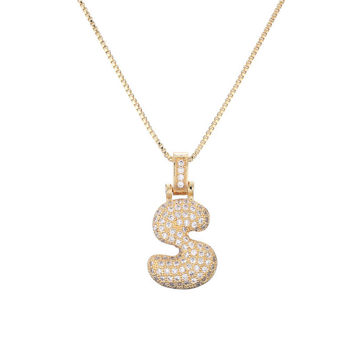 Skanto | 14k Diamant Dazzle Boble Initialhalskjede