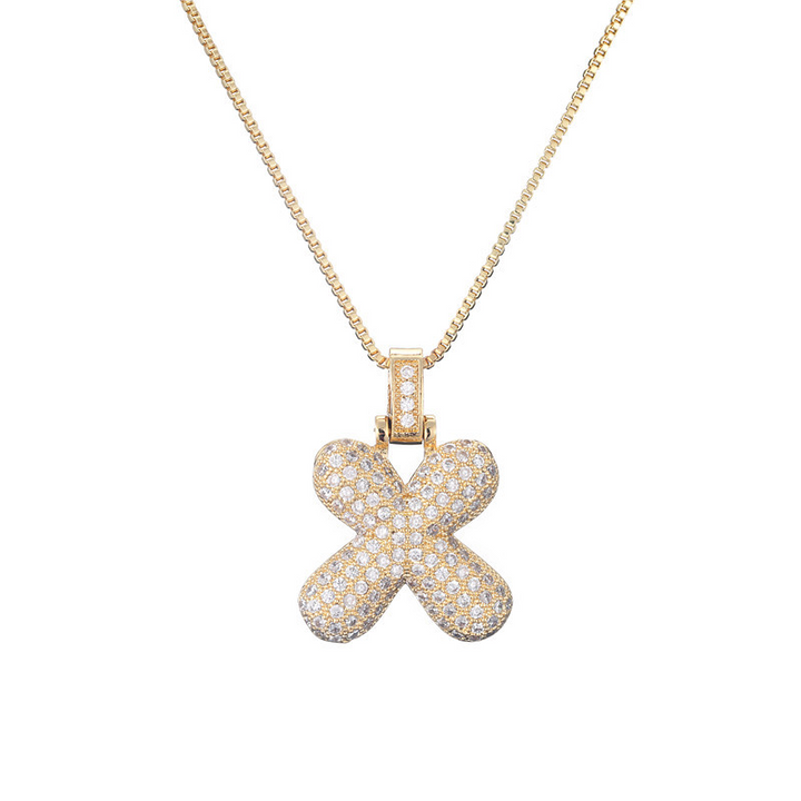 Skanto | 14k Diamant Dazzle Boble Initialhalskjede