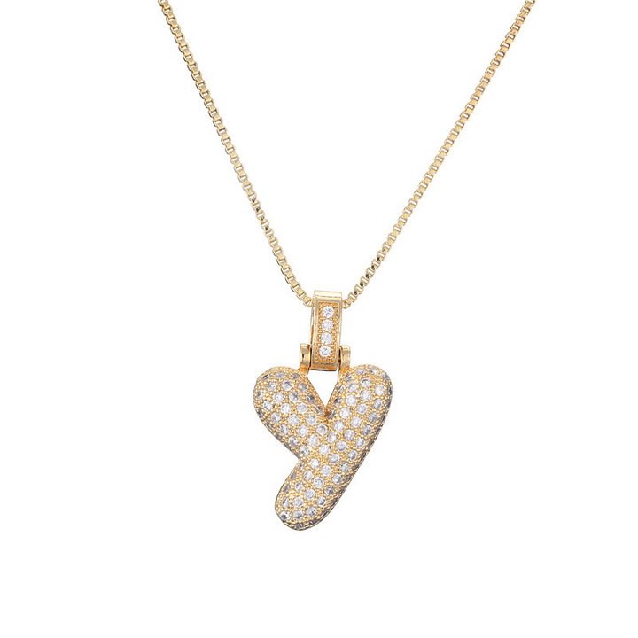 Skanto | 14k Diamant Dazzle Boble Initialhalskjede