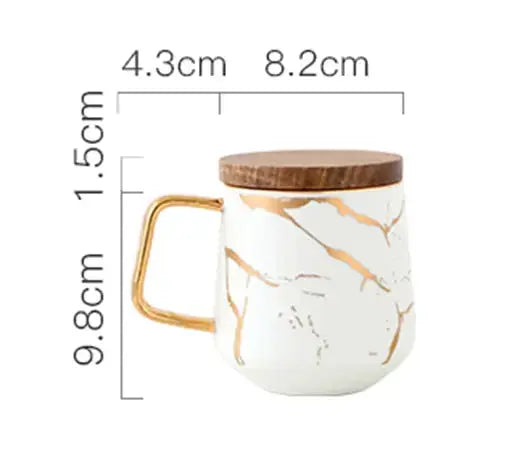 Skanto | Marmor Mønster Kaffe Kopp med Gull Dekorasjon