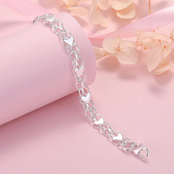 Elegant Luksus Sølv Hjerte Armbånd – Tidløs og Chic Skanto