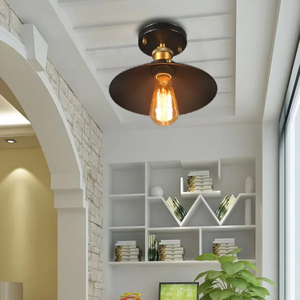 Vintage taklampe i industriell stil, retro taklys med Edison-pære, LED-kompatibel | Skanto