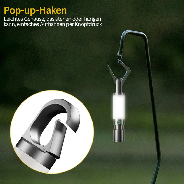 Skanto | LED lommelykt med flerfargede filtre – Oppladbar USB-C lampe med camping- og nødlys funksjon
