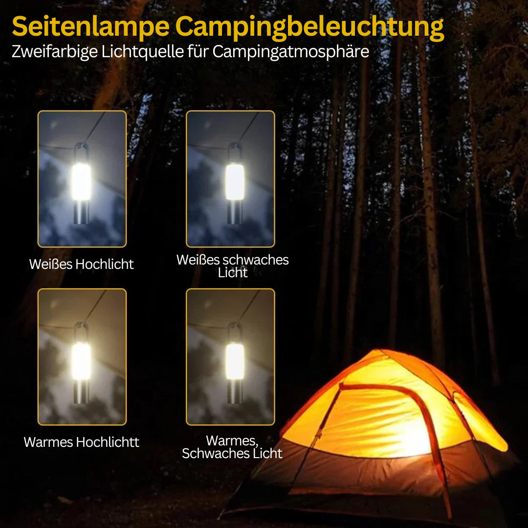 Skanto | LED lommelykt med flerfargede filtre – Oppladbar USB-C lampe med camping- og nødlys funksjon