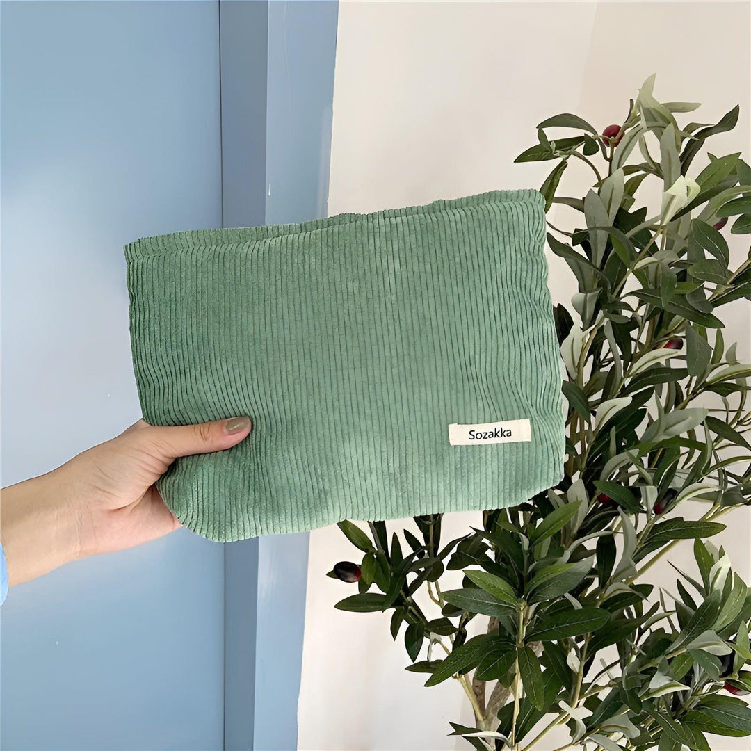 CorduroyGlam Bag - Cord Romslig Organiseringsveske for Kosmetikk | Skanto