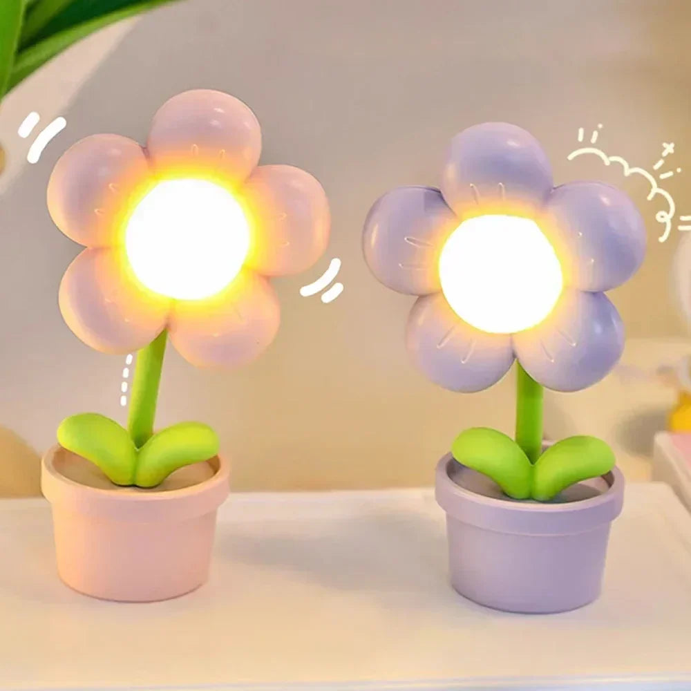 Skanto | Søt Blomst Nattlampe for Barn – LED Bordlampe i Blomstermønster for Barnerommet
