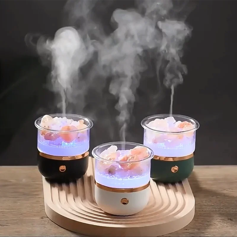 Skanto | Himalaya salt crystal lamp & essential oil diffuser, USB ultrasonisk luftfukter for hjemme & kontor