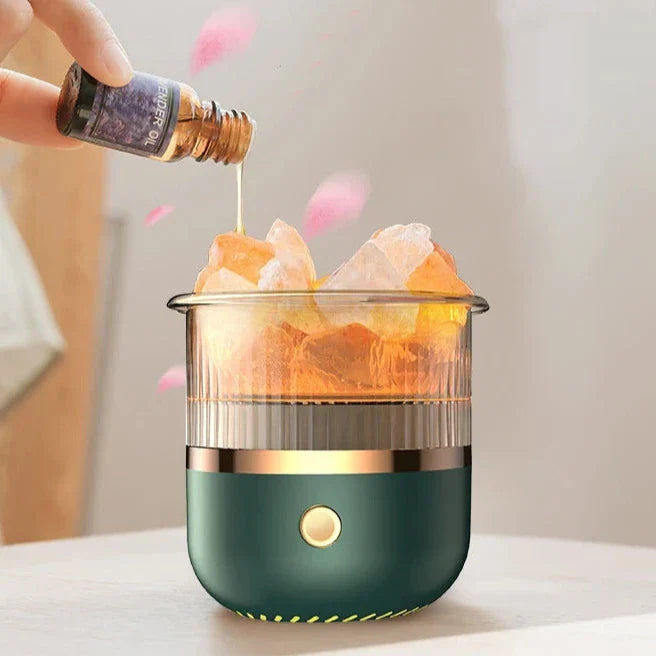 Skanto | Himalaya salt crystal lamp & essential oil diffuser, USB ultrasonisk luftfukter for hjemme & kontor