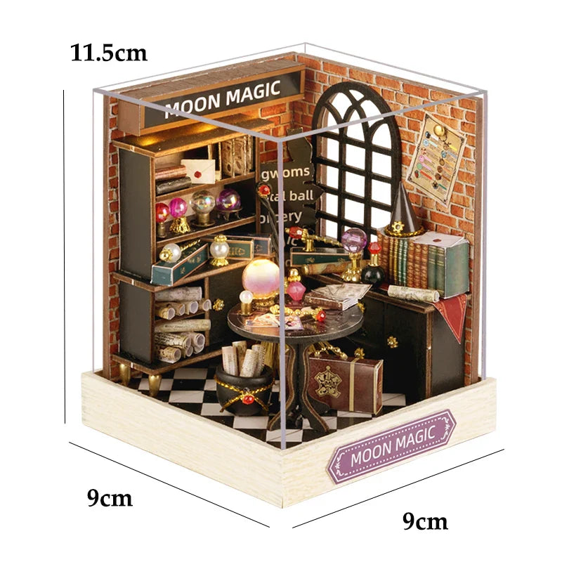 Skanto | Miniatyr Tre Dukkehus – Kreativ Byggesett med LED-Belysning & Møbler