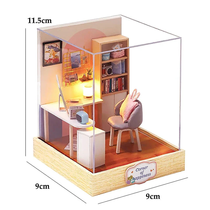 Skanto | Miniatyr Tre Dukkehus – Kreativ Byggesett med LED-Belysning & Møbler