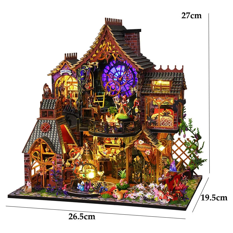 Skanto | Miniatyr Tre Dukkehus – Kreativ Byggesett med LED-Belysning & Møbler