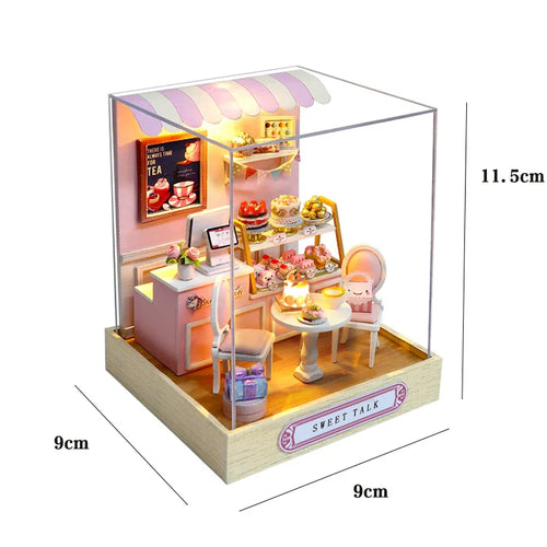 Skanto | Miniatyr Tre Dukkehus – Kreativ Byggesett med LED-Belysning & Møbler