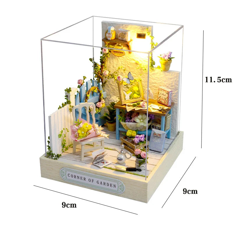 Skanto | Miniatyr Tre Dukkehus – Kreativ Byggesett med LED-Belysning & Møbler