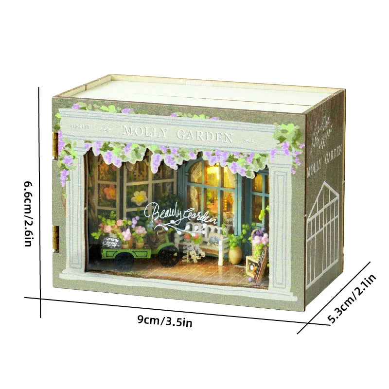 Skanto | Miniatyr Tre Dukkehus – Kreativ Byggesett med LED-Belysning & Møbler
