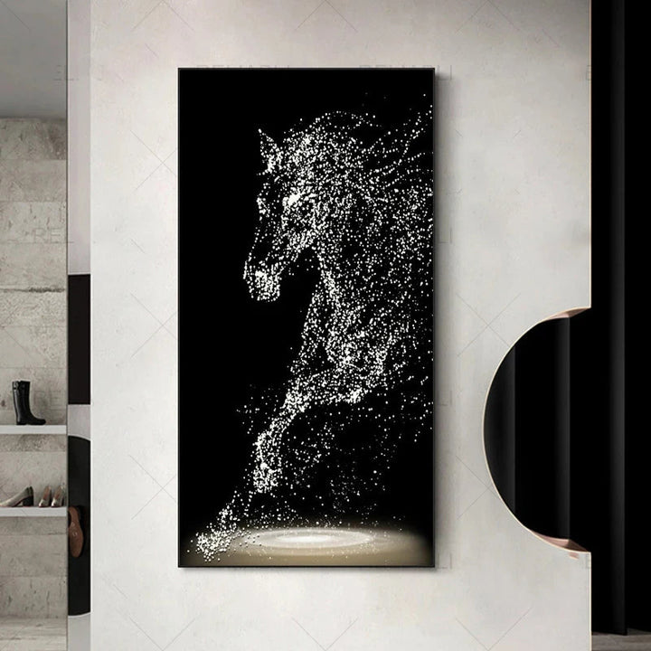 Minimalist Abstract Light Splash Horse Wall Art Fine Art Canvas Prints Equestrian Pictures for Modern Living Room Entryway Foyer Art Decor | Skanto