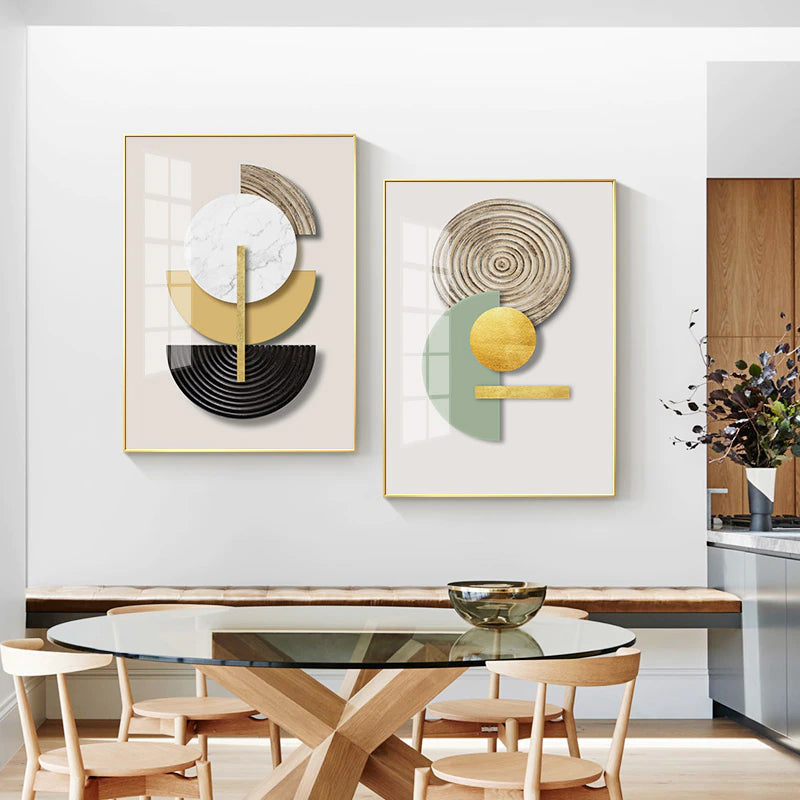 Minimalist Geometric Circles Abstract Wall Art Fine Art Canvas Prints Modern Pictures for Luxury Living Room Dining Room Hotel Home Office Art Decor | Skanto