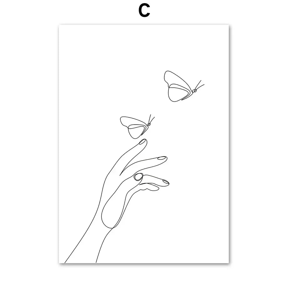 Minimalist Abstract Black White Beauty Figure Art Line Art Fine Art Canvas Prints Pictures For Living Room Bedroom Salon Art Decor | Skanto